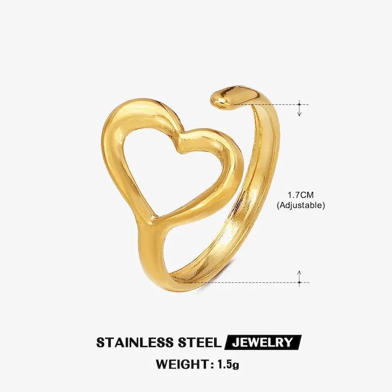Wholesale Simple Fashion Stainless Steel Heart Ring - Image 19