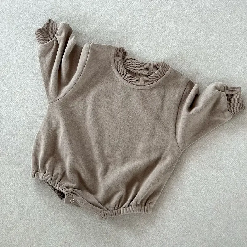 Wholesale Kids Baby Boys And Girls Fashion Simple Solid Color Round-Neck Long-Sleeve Rompers - Image 7