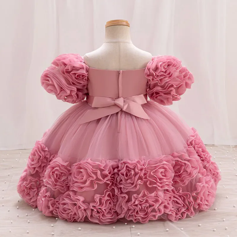 Wholesale Kids Girl'S Fashion Elegant Sequin Flower Mesh Short-Sleeve Party Princess Dress - Image 5