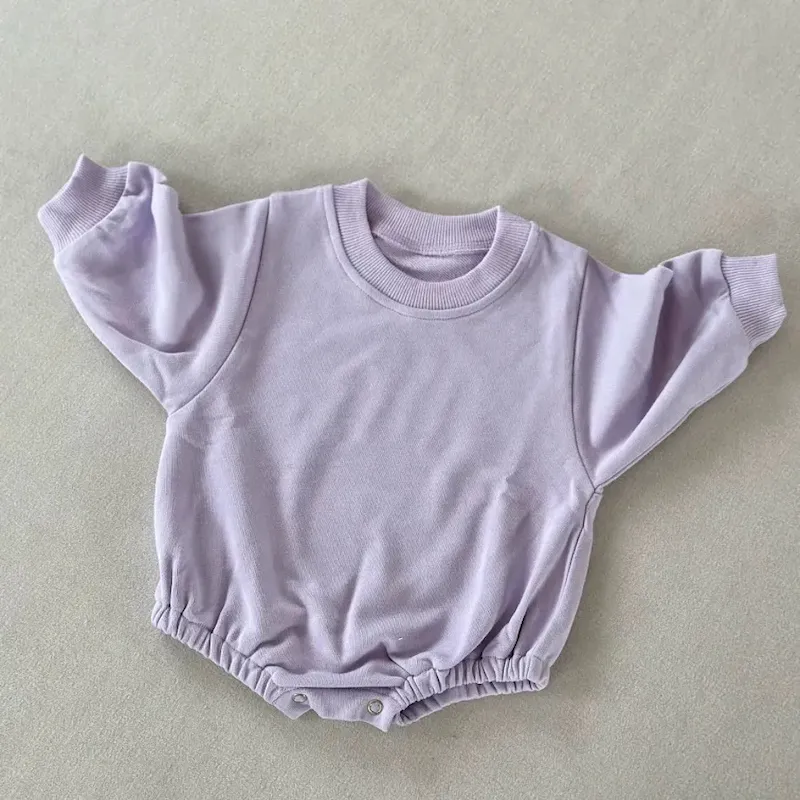 Wholesale Kids Baby Boys And Girls Fashion Simple Solid Color Round-Neck Long-Sleeve Rompers - Image 3