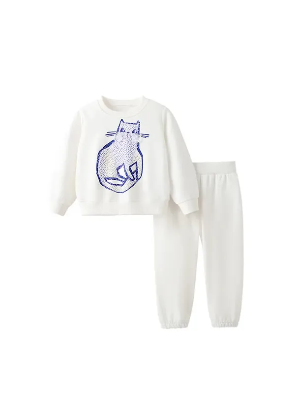 Wholesale Kids Girls' Fashion Casual Printed Round Neck Long-Sleeve Top Jogger Pants Two-Piece Set - Image 4