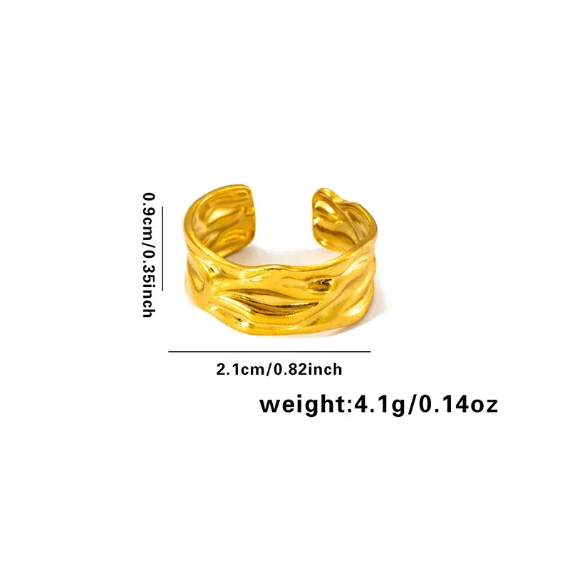 Wholesale Women Simple Geometric Leaf Heart-Shaped Titanium Steel Open Ring - Image 10