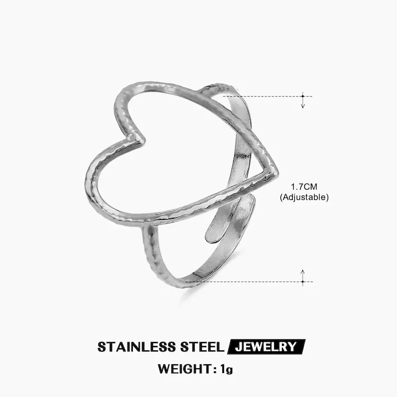 Wholesale Simple Fashion Stainless Steel Heart Ring - Image 26