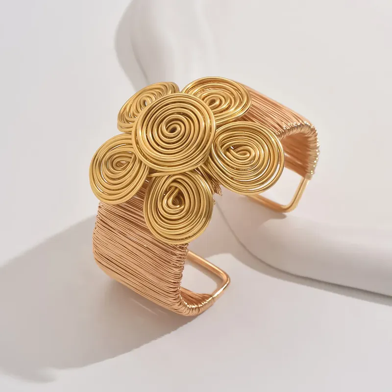 Wholesale Women Fashion Exaggerated Boho Floral Bracelet - Image 6