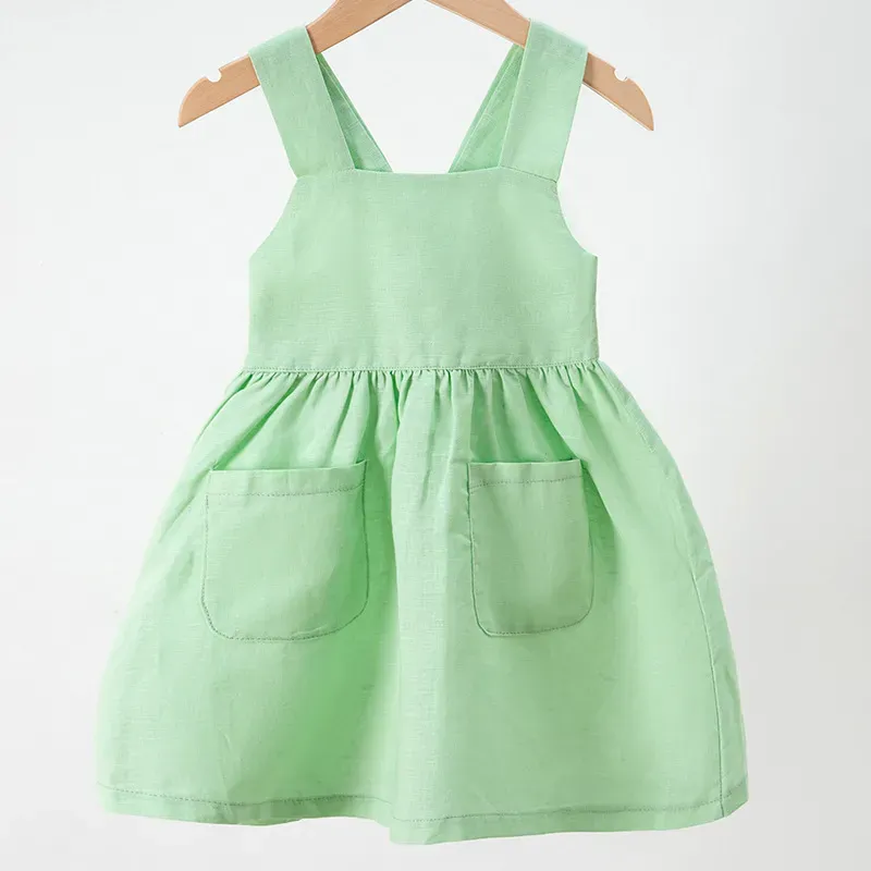 Wholesale Kids Toddler Girls Summer Casual Cute Basic Solid Color Sleeveless Strap Dress - Image 7